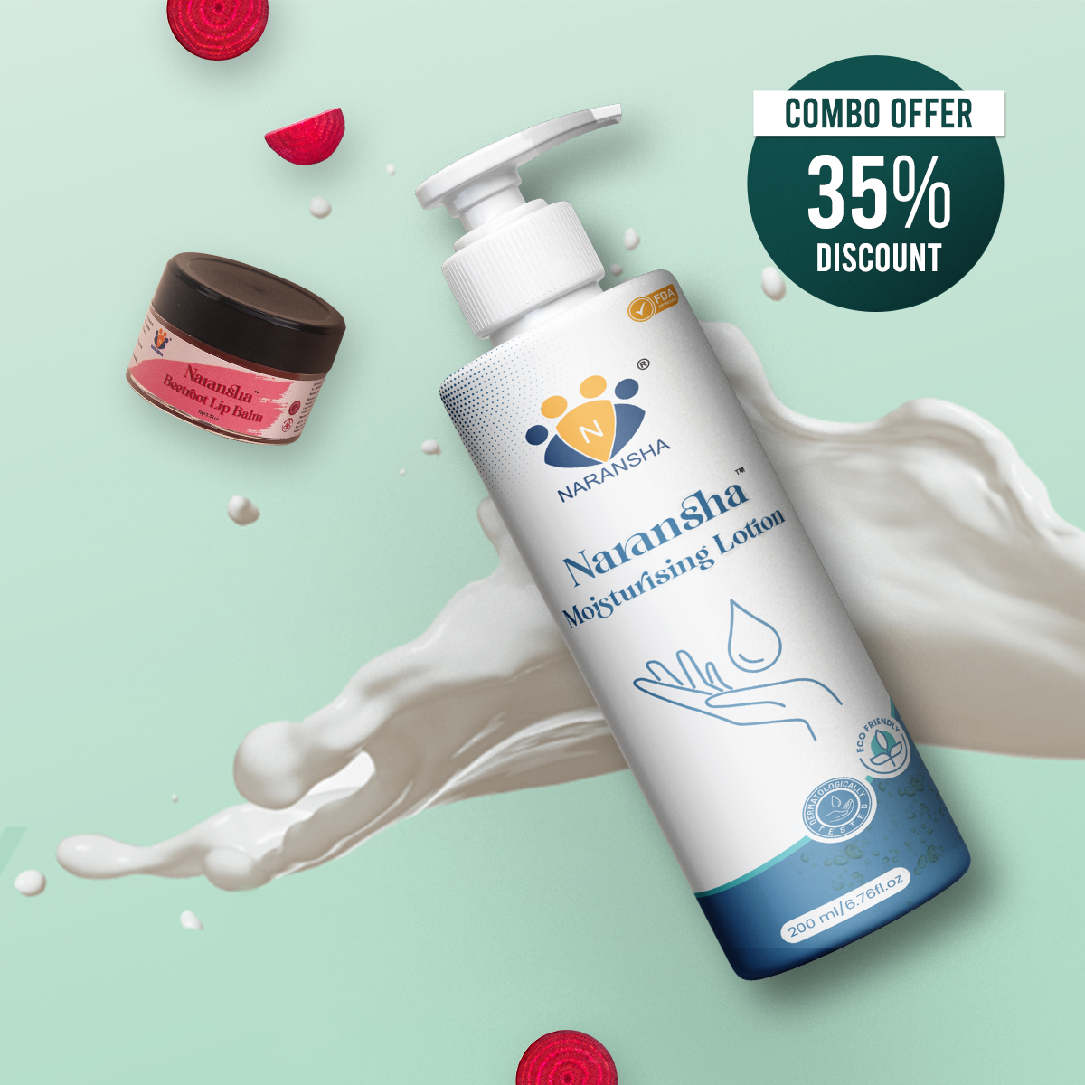 Moisturising Lotion and Beetroot Lip Balm Combo