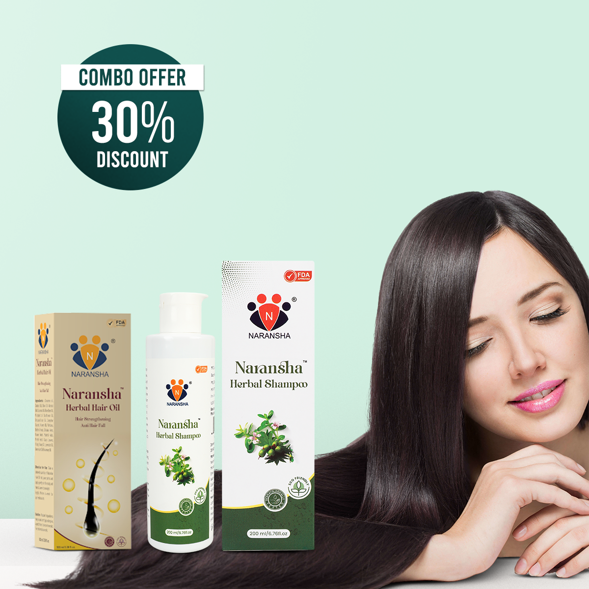 Herbal Shampoo and Herbal Hair Oil Combo
